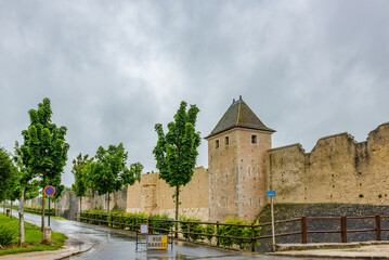Fototapeta na wymiar City wall of Provins, a town of medieval fairs in France