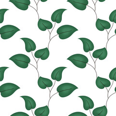 green leaf seamless pattern with natural theme on white background