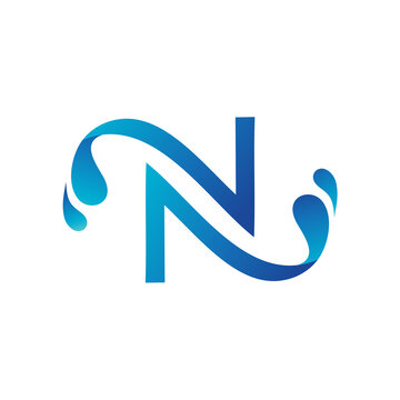 Letter N With Splash Water Logo Template