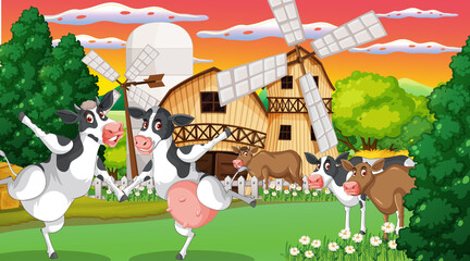 Scene with farm animal on the farm
