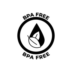 Bpa free,label icon  in black flat glyph, filled style isolated on white background