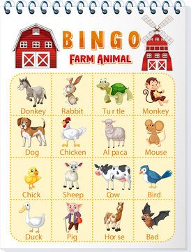 Bingo Farm animal worksheet