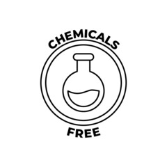Chemicals free label icon in black line style icon, style isolated on white background