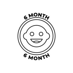 6 month infant icon label icon in black line style icon, style isolated on white background