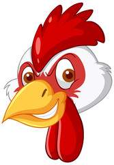 A head of chicken in cartoon style