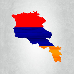 Armenia map with flag
