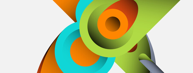 Fototapeta premium Abstract background. Minimal geometric circles and round style shapes with deep shadow effects. Trendy technology business template for wallpaper banner or background