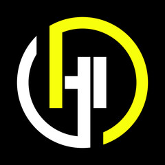 HI letter logo design on black background Initial Monogram Letter HI Logo Design Vector Template. Graphic Alphabet Symbol for Corporate Business Identity