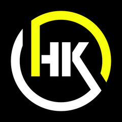 HK letter logo design on black background Initial Monogram Letter HK Logo Design Vector Template. Graphic Alphabet Symbol for Corporate Business Identity