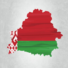 Belarus map with flag