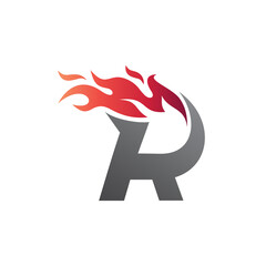 Letter R With Fire Logo Template