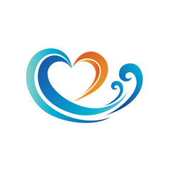 Love with Waves Shape Logo vector