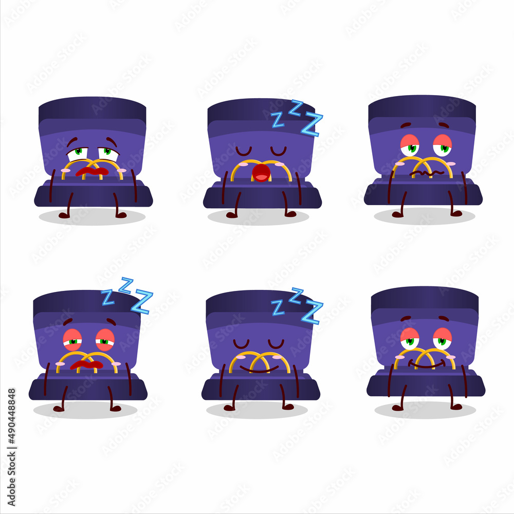 Canvas Prints Cartoon character of purple ring box with sleepy expression