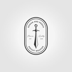 Minimal Emblem Saber Logo Icon Vintage Illustration Design Vector