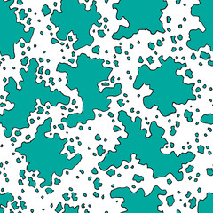 Abstract hand painted seamless pattern spots in green color on wight background