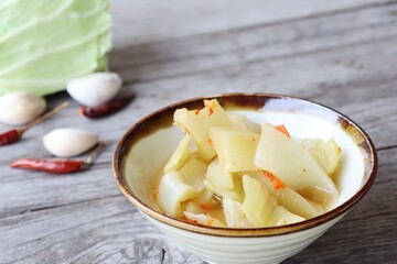 Cabbage vegetable pickled Asia food on wood background