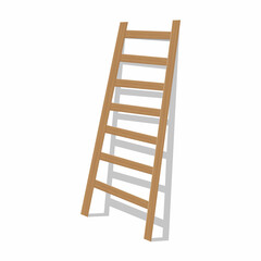 Wooden staircase isolated on a white background. Color vector illustration.