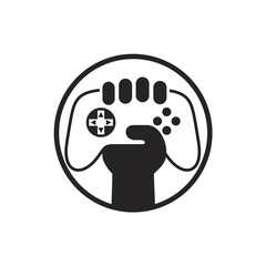 Hand With Controller Game Logo Vector
