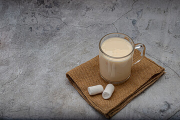 Kefir, fermented baked milk or yogurt with probiotics.