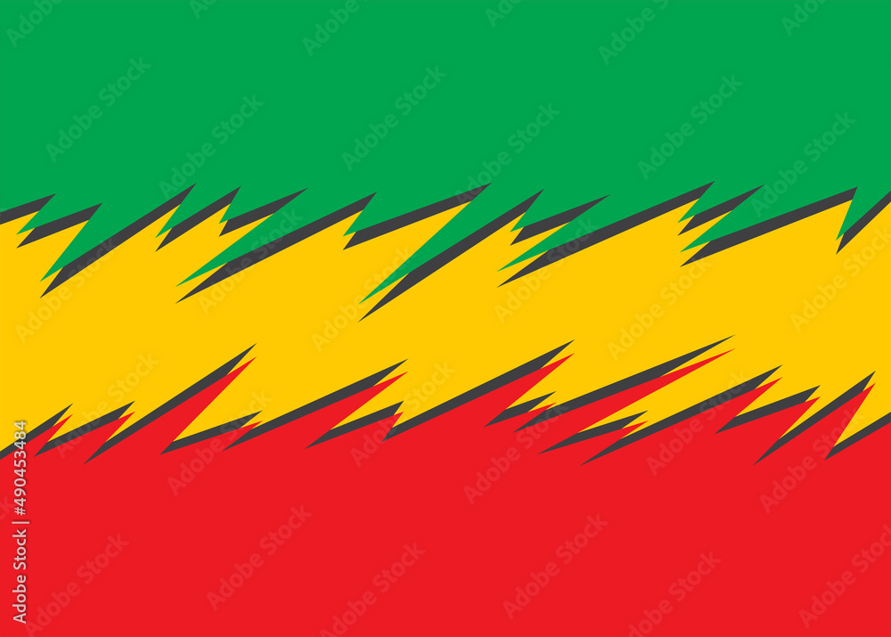 Poster abstract background with spikes and zigzag pattern and with jamaican color theme