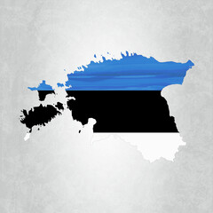 Estonia map with flag