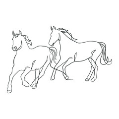 Continuous line drawing of horse