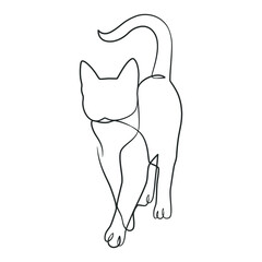 Continuous line drawing of cute cat