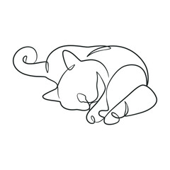 Continuous line drawing of cute cat