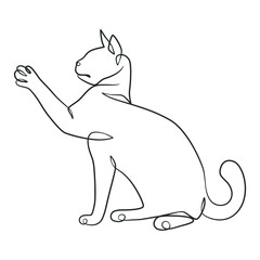 Continuous line drawing of cute cat