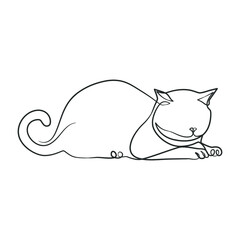 Continuous line drawing of cute cat