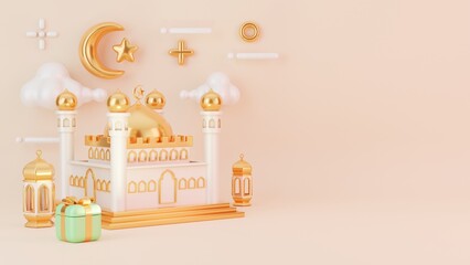 3D rendering of creative concept islamic ramadan illustration background
