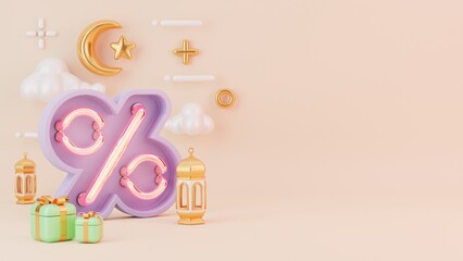 3D rendering of creative concept islamic ramadan illustration background