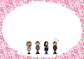 入学式・卒業式に出席する子どものイラスト