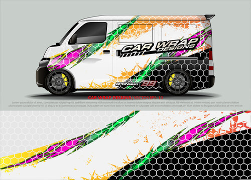 van Graphic designs. Abstract lines  vector with grunge background concept for vinyl Wrap and Vehicle branding 