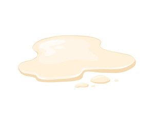 Spilling mayonnaise, sauce. Puddle of beige liquid. Vector cartoon illustration on a white background