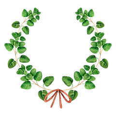 Fototapeta premium Oregano wreath. Watercolor vintage illustration. Isolated on a white background. For your design.