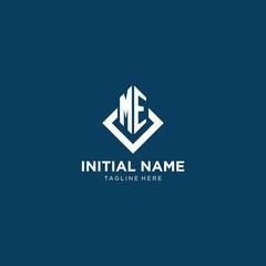 Initial ME logo square rhombus with lines, modern and elegant logo design