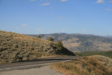Yellowstone Park road heading up to Dunraven Pass, Wyoming