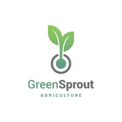 Green plant seed growing sprout grow growth logo icon vector