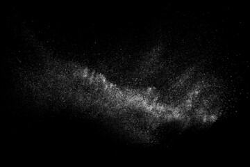 Distressed white grainy texture. Dust overlay textured. Grain noise particles. Snow effect. Rusted black background. Vector illustration, EPS 10.   