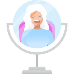 Beautiful woman mirror reflection icon flat vector
