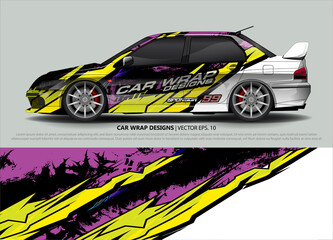 Racing Car Decal Graphic Vector, wrap vinyl sticker. Graphic abstract stripe designs for Racing vehicles.