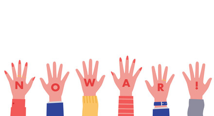 Fototapeta premium 反対する人々のベクターイラスト(No war,Stop war,No more war)