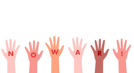 反対する人々のベクターイラスト(No war,Stop 
 war,No more war)