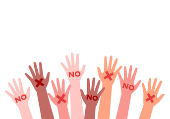 反対する人々のベクターイラスト(No war,Stop 
 war,No more war)