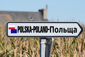 Hinweis auf Grenze zwischen Polen und Ukraine - obrazy, fototapety, plakaty