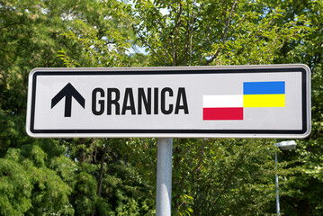 Fototapeta premium Hinweis auf Grenze zwischen Ukraine und Polen
