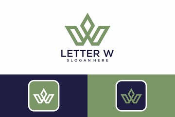 Letter w with crown logo design modern