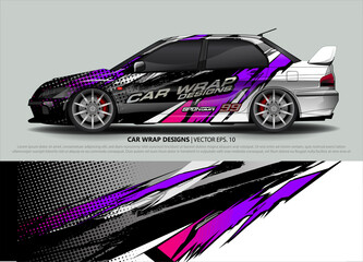 Racing Car Decal Graphic Vector, wrap vinyl sticker. Graphic abstract stripe designs for Racing vehicles.
