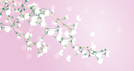 Obraz na płótnie Canvas 満開の桜ベクターイラストとグラデーション背景 Blooming Sakura in a graded background